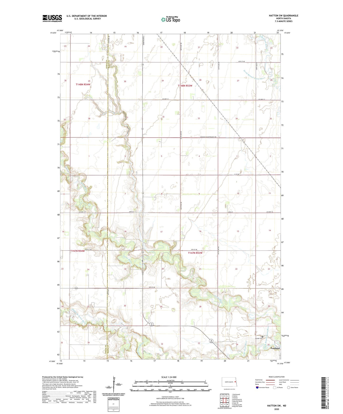 Hatton SW North Dakota US Topo Map Image