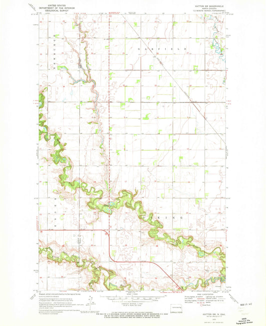 Classic USGS Hatton SW North Dakota 7.5'x7.5' Topo Map Image