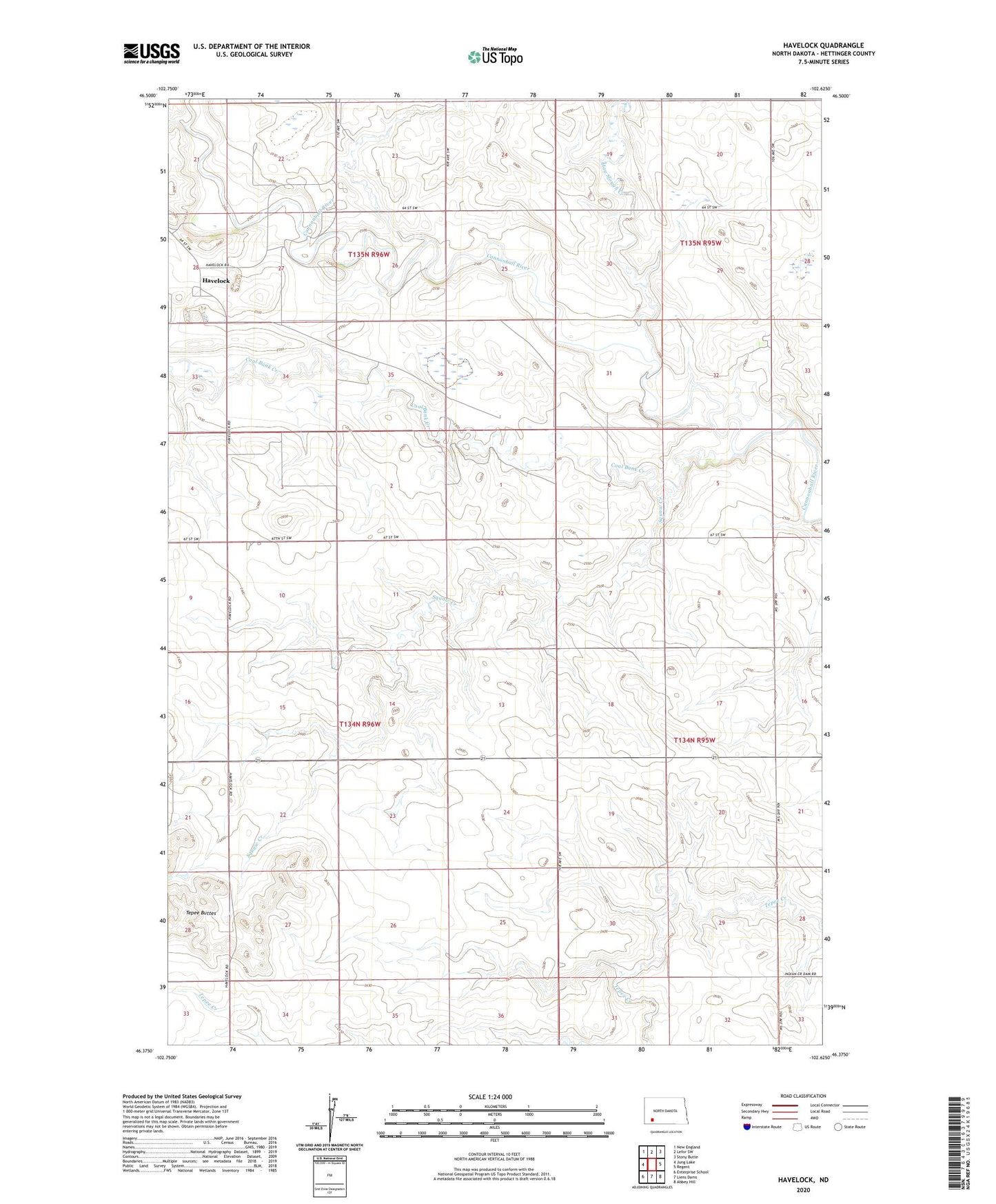 Havelock North Dakota US Topo Map Image