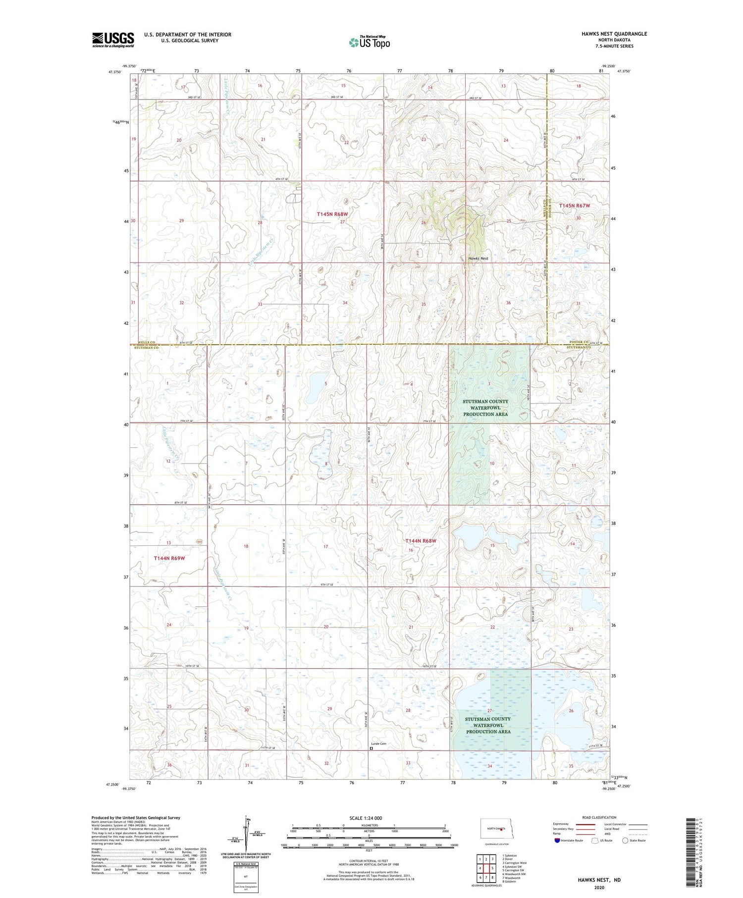 Hawks Nest North Dakota US Topo Map Image