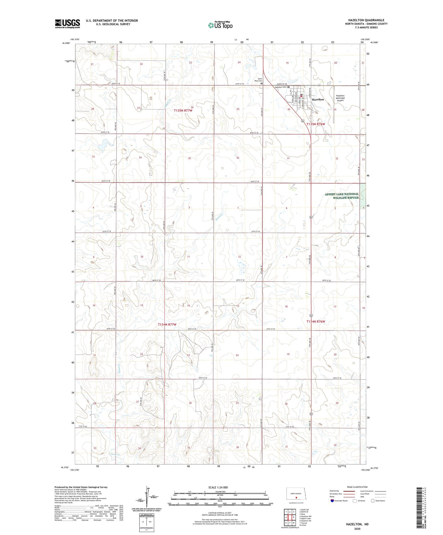 Hazelton North Dakota US Topo Map Image