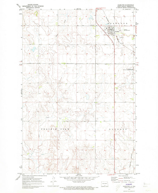 Classic USGS Hazelton North Dakota 7.5'x7.5' Topo Map Image