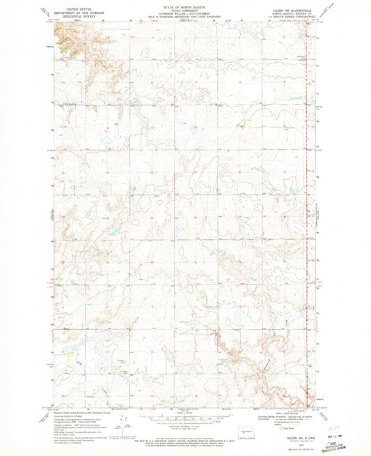 Classic USGS Hazen NE North Dakota 7.5'x7.5' Topo Map Image
