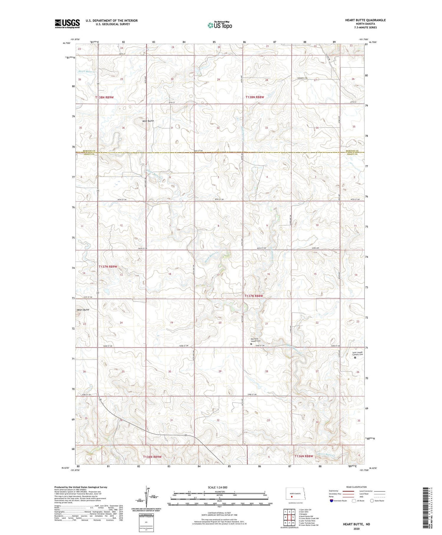 Heart Butte North Dakota US Topo Map Image