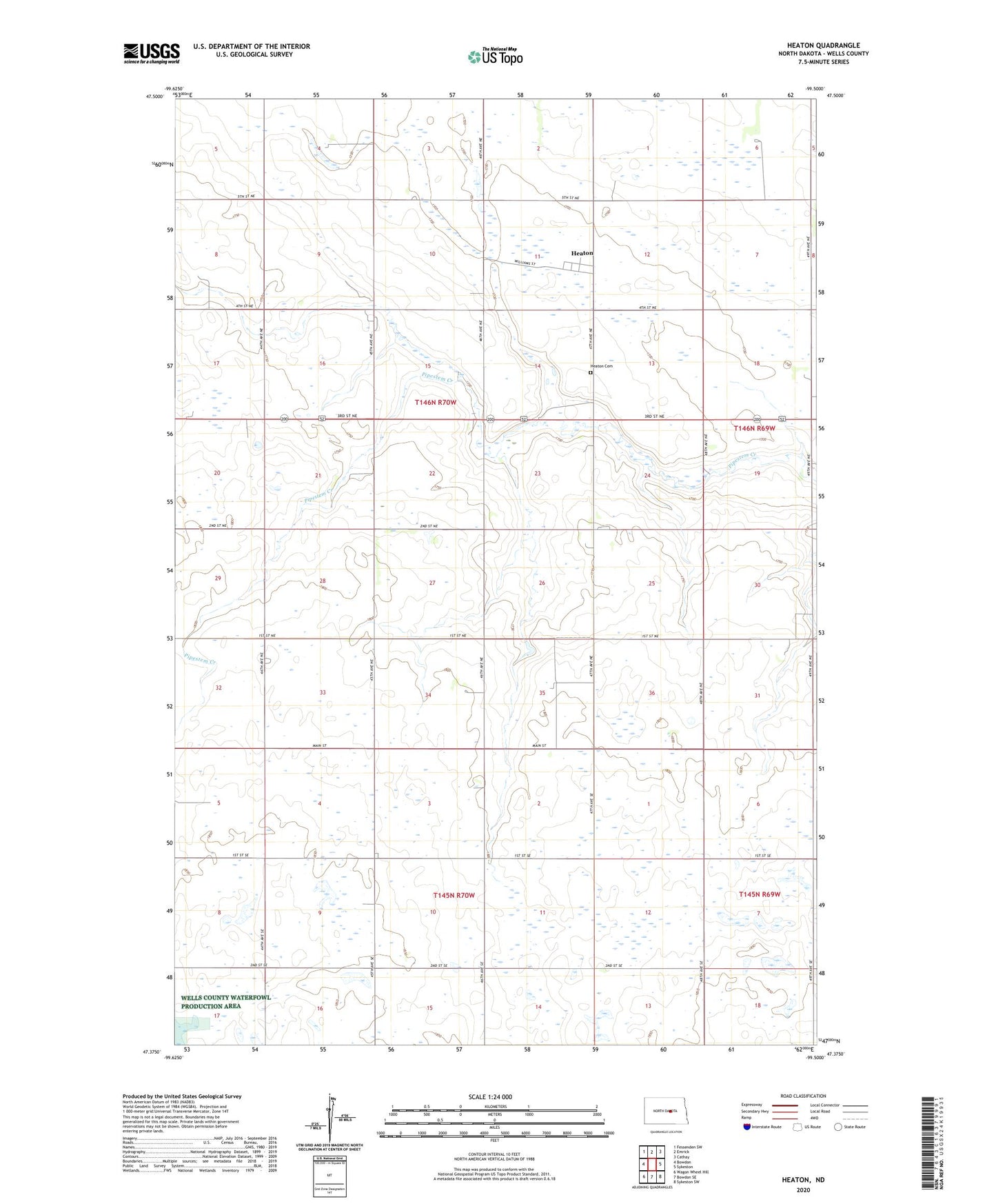 Heaton North Dakota US Topo Map Image