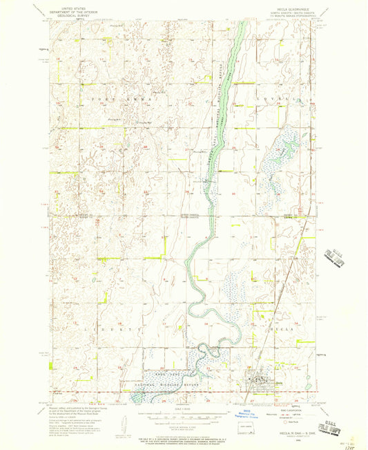 Classic USGS Hecla South Dakota 7.5'x7.5' Topo Map Image