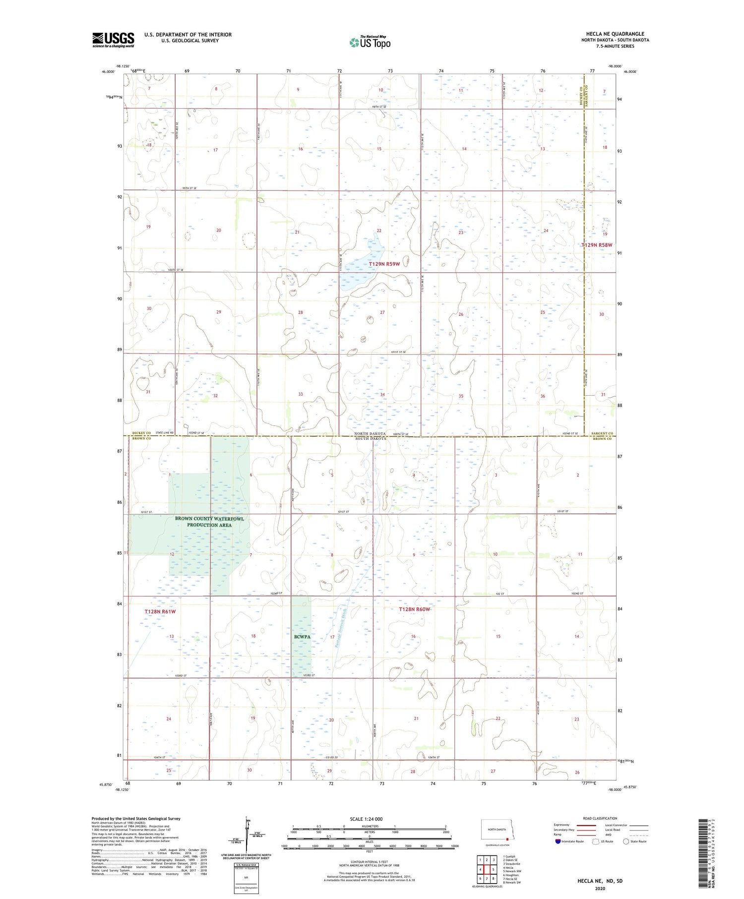 Hecla NE North Dakota US Topo Map Image