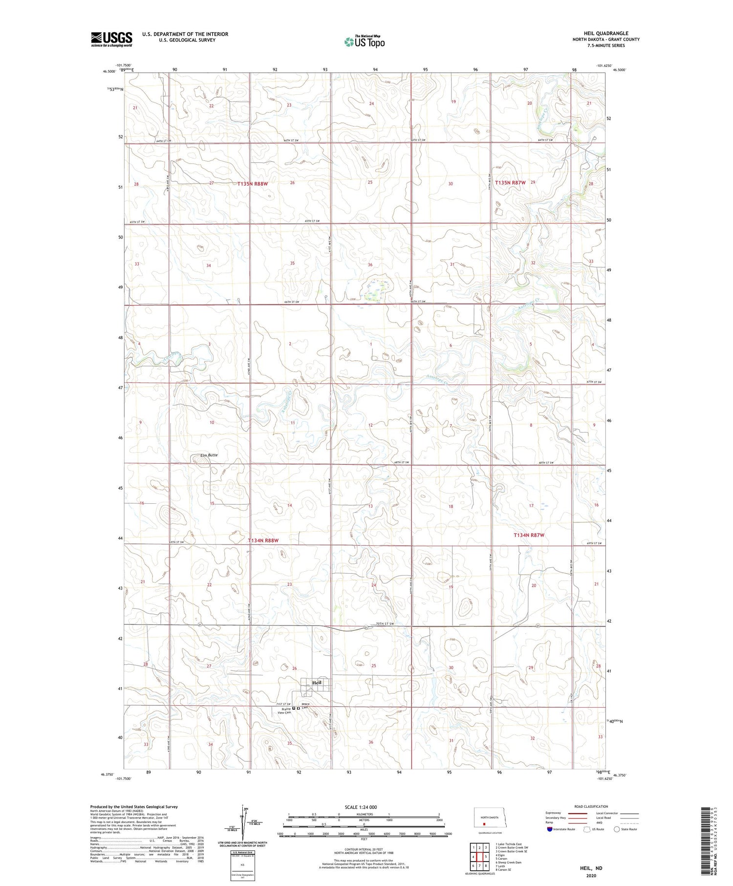Heil North Dakota US Topo Map Image