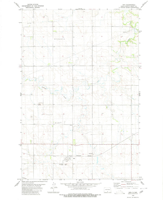 Classic USGS Heil North Dakota 7.5'x7.5' Topo Map Image