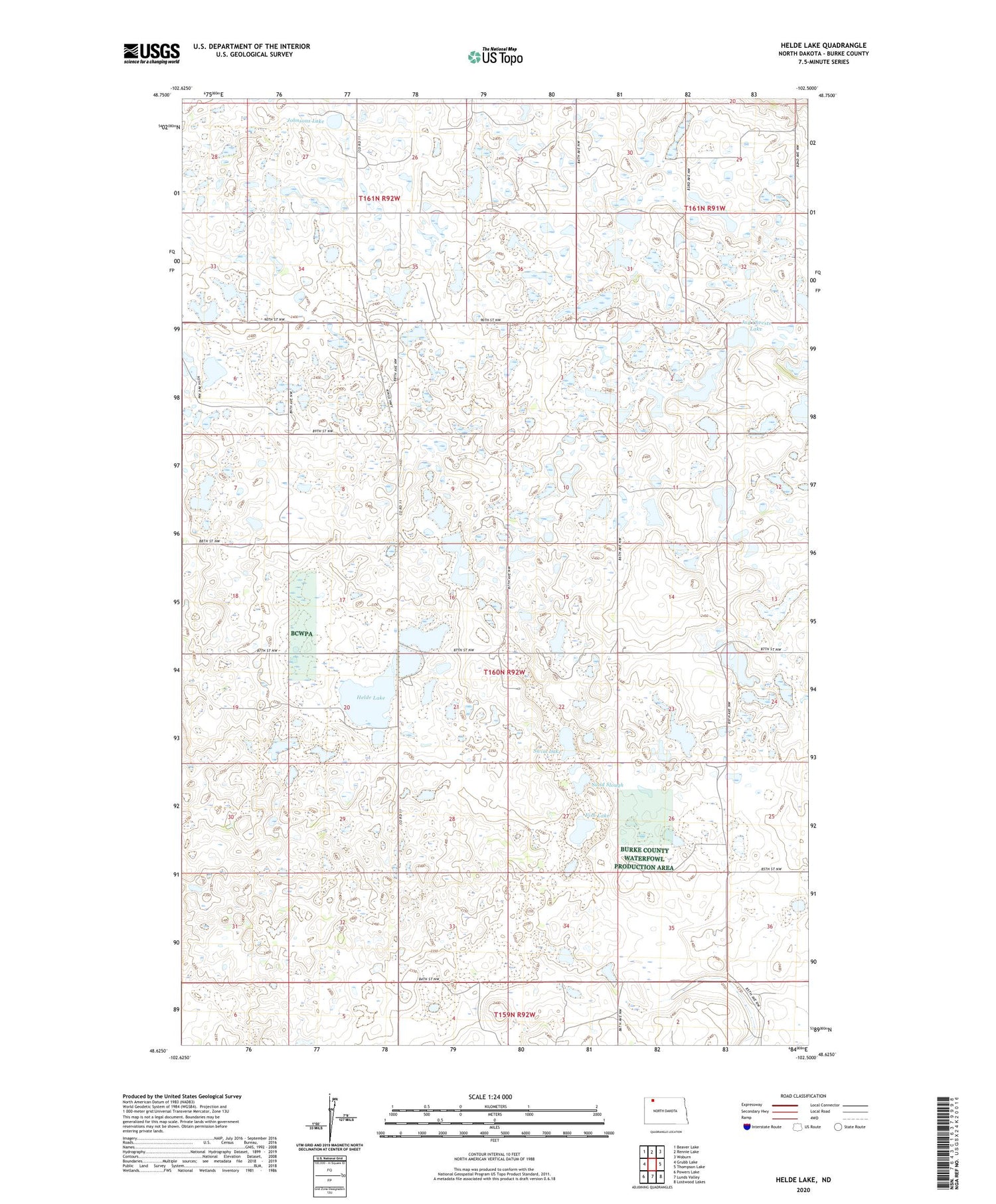 Helde Lake North Dakota US Topo Map Image
