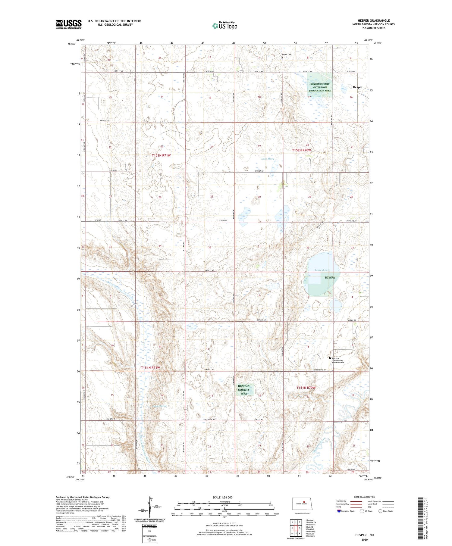 Hesper North Dakota US Topo Map Image