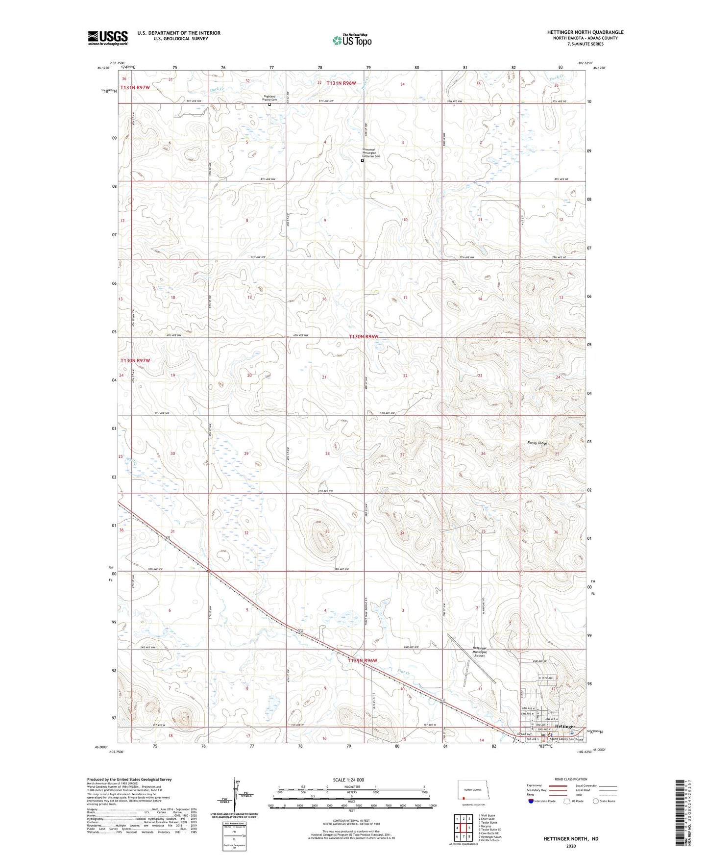 Hettinger North North Dakota US Topo Map Image