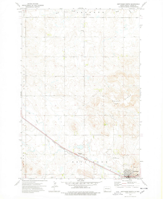 Classic USGS Hettinger North North Dakota 7.5'x7.5' Topo Map Image