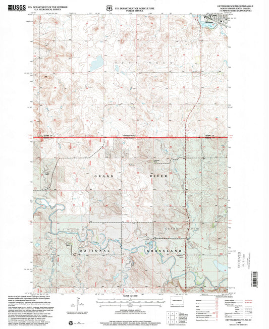 Classic USGS Hettinger South North Dakota 7.5'x7.5' Topo Map Image