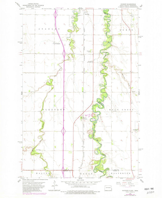 Classic USGS Hickson North Dakota 7.5'x7.5' Topo Map Image