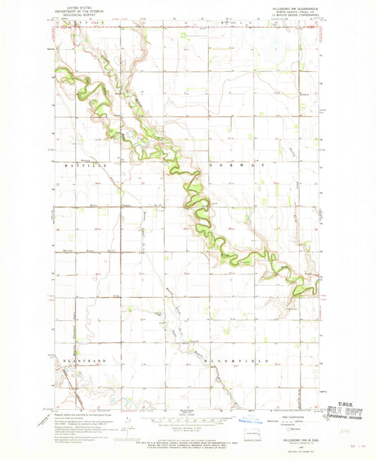 Classic USGS Hillsboro NW North Dakota 7.5'x7.5' Topo Map Image