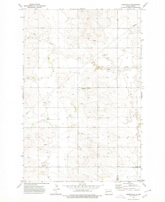 Classic USGS Hirschville North Dakota 7.5'x7.5' Topo Map Image