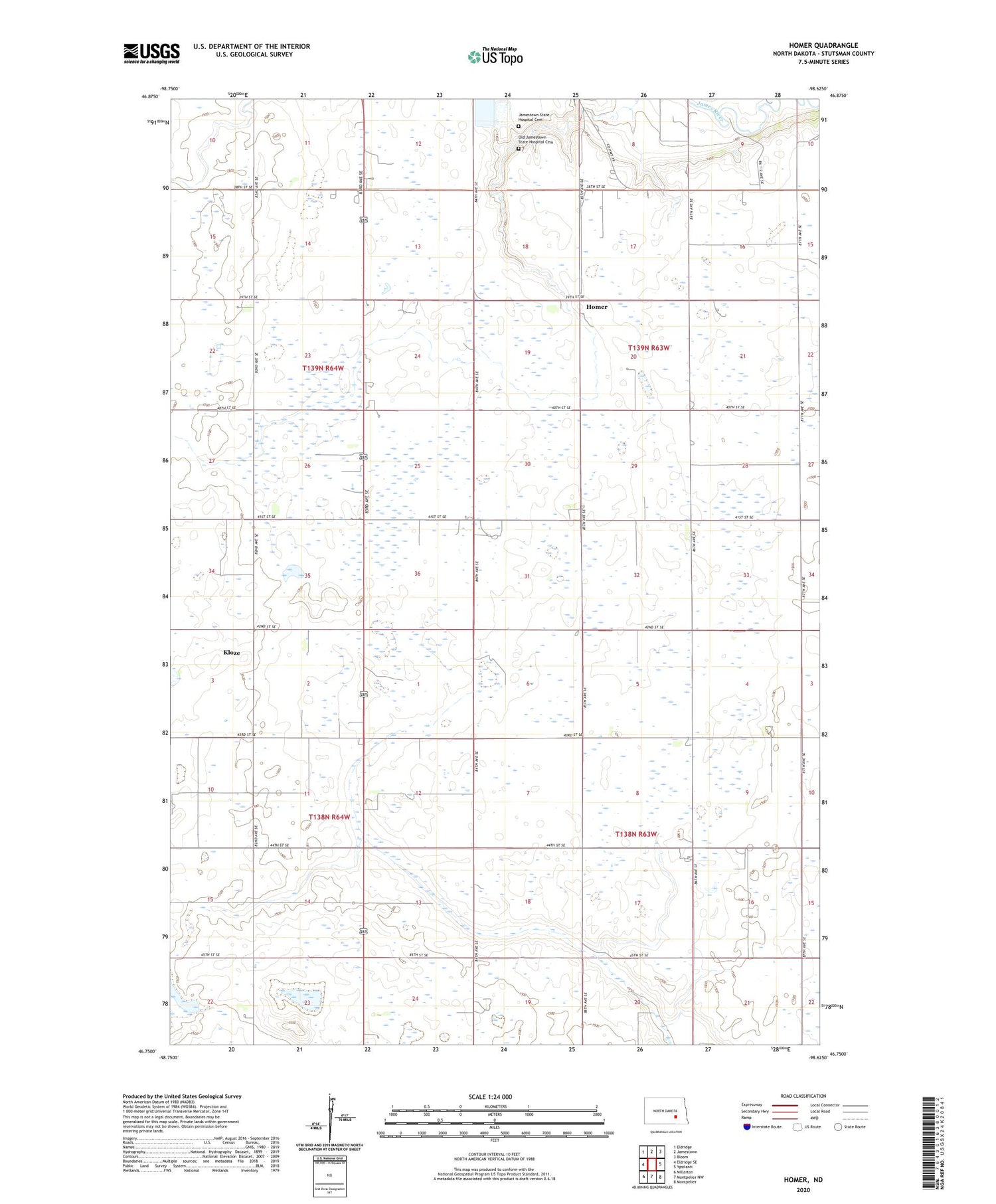 Homer North Dakota US Topo Map Image