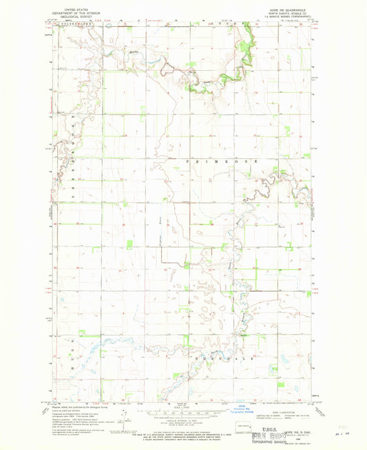 Classic USGS Hope NE North Dakota 7.5'x7.5' Topo Map Image
