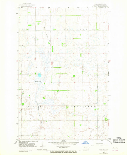 Classic USGS Hope SE North Dakota 7.5'x7.5' Topo Map Image