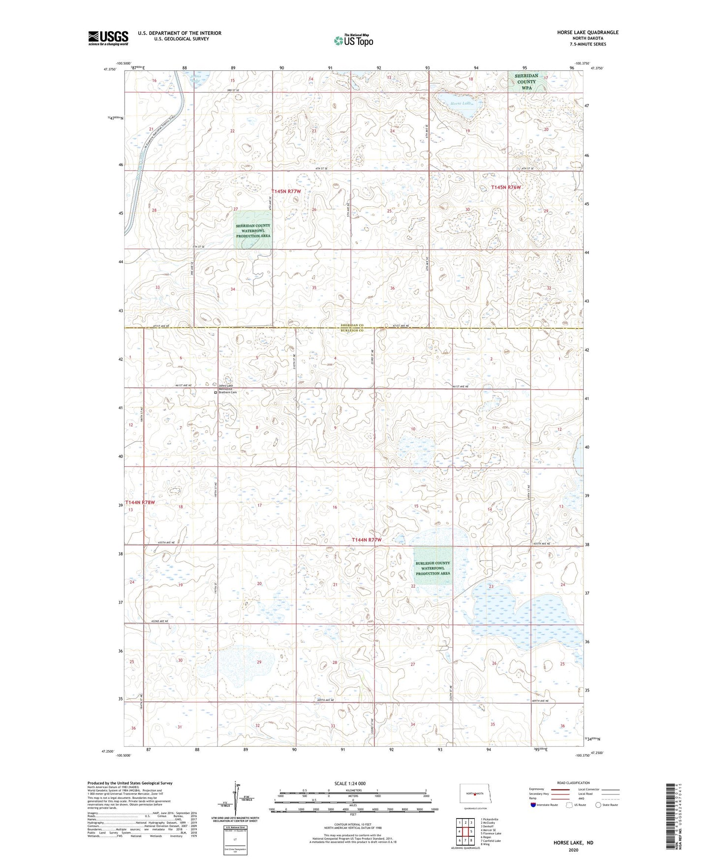 Horse Lake North Dakota US Topo Map Image