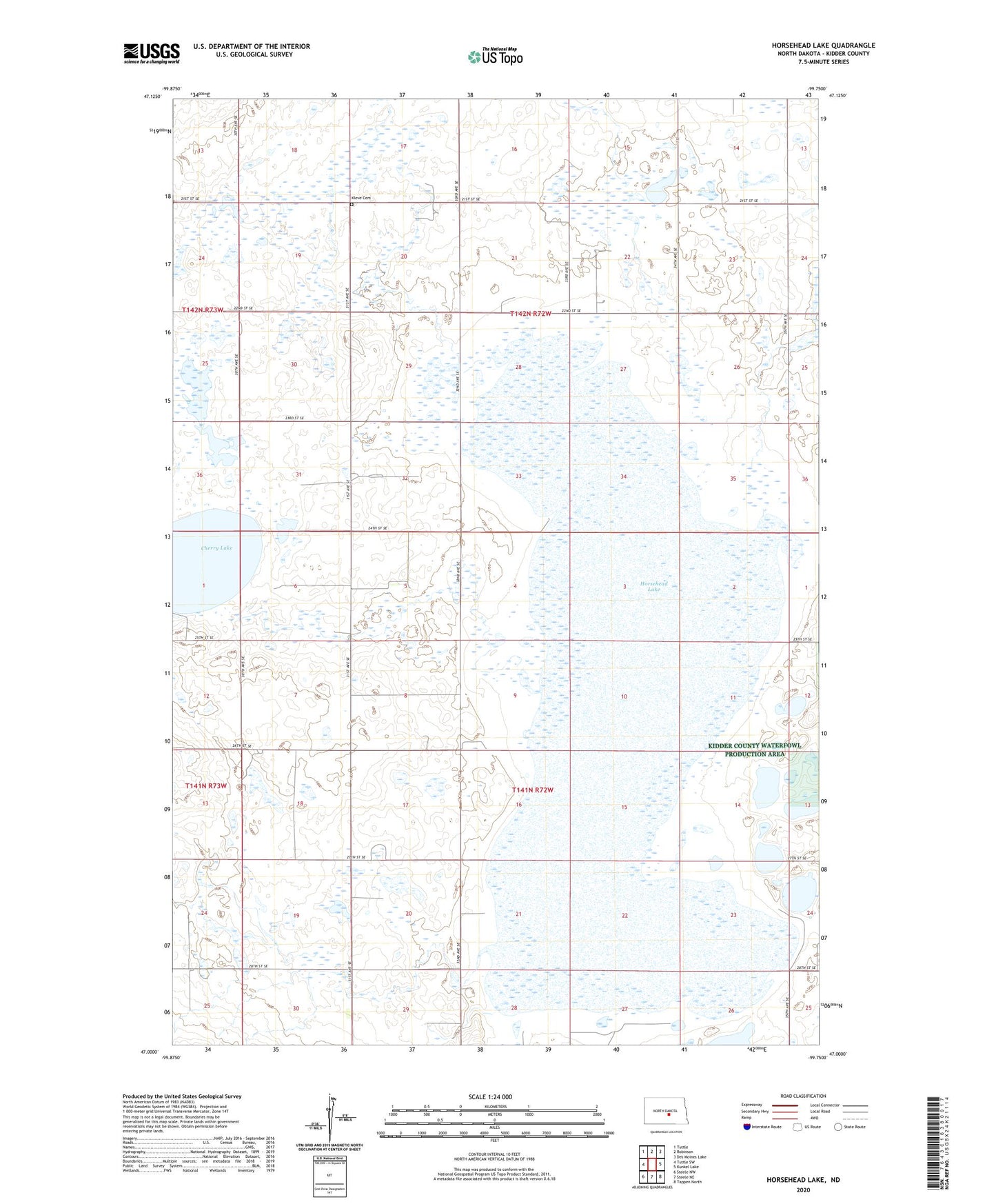 Horsehead Lake North Dakota US Topo Map Image