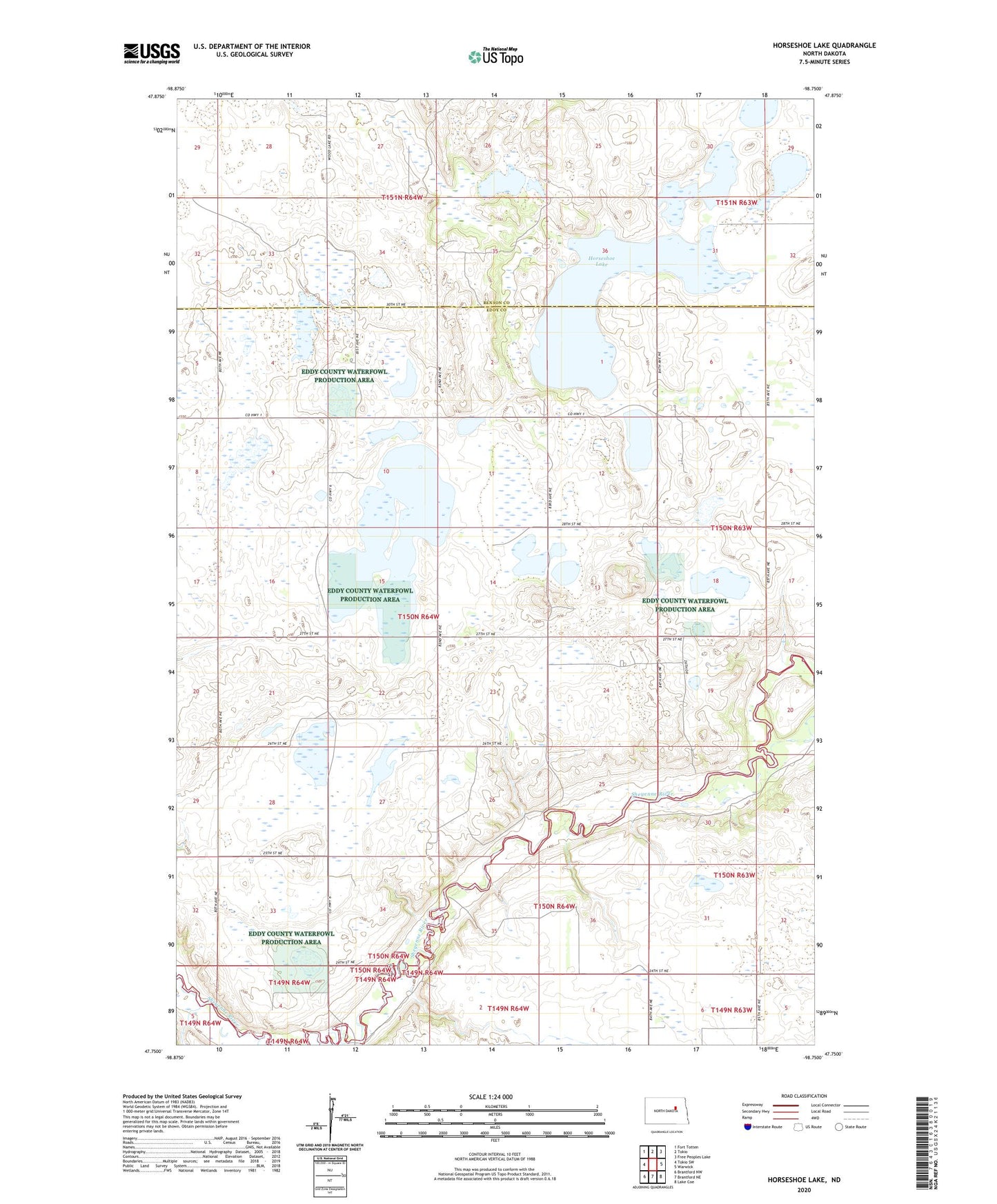Horseshoe Lake North Dakota US Topo Map Image