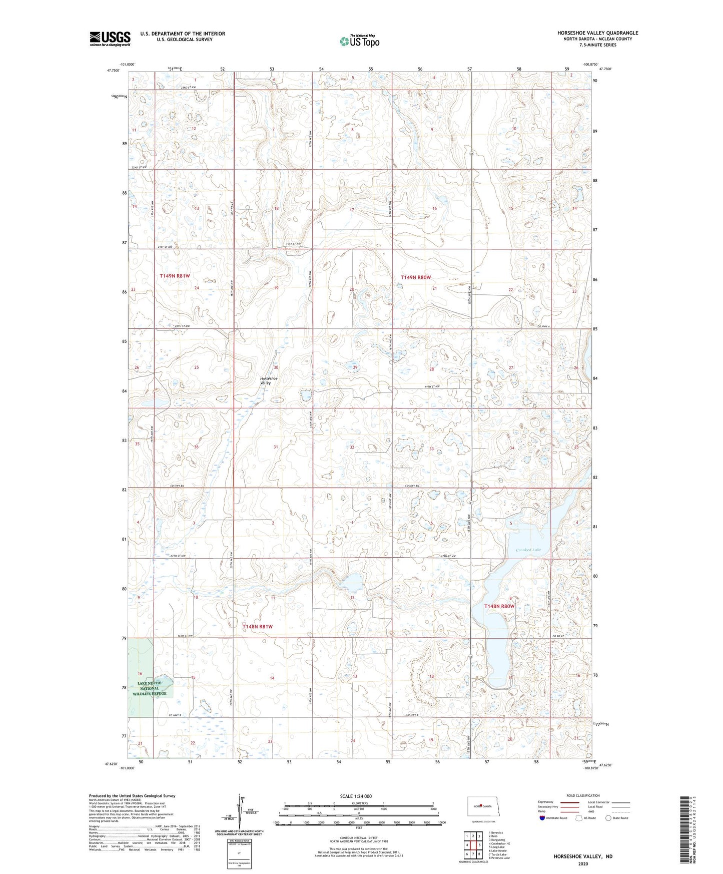 Horseshoe Valley North Dakota US Topo Map Image