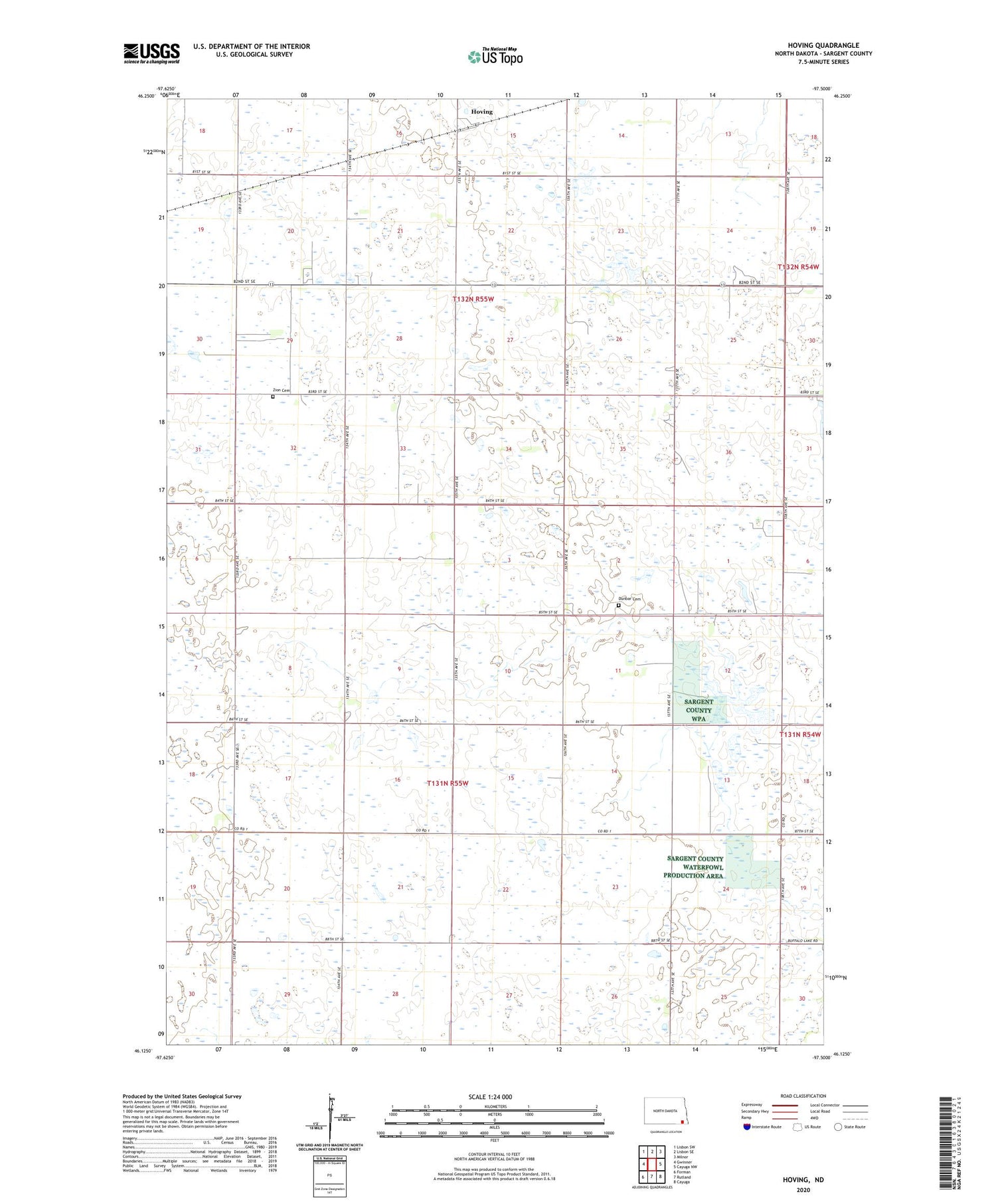 Hoving North Dakota US Topo Map Image