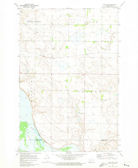 Classic USGS Huff NE North Dakota 7.5'x7.5' Topo Map Image