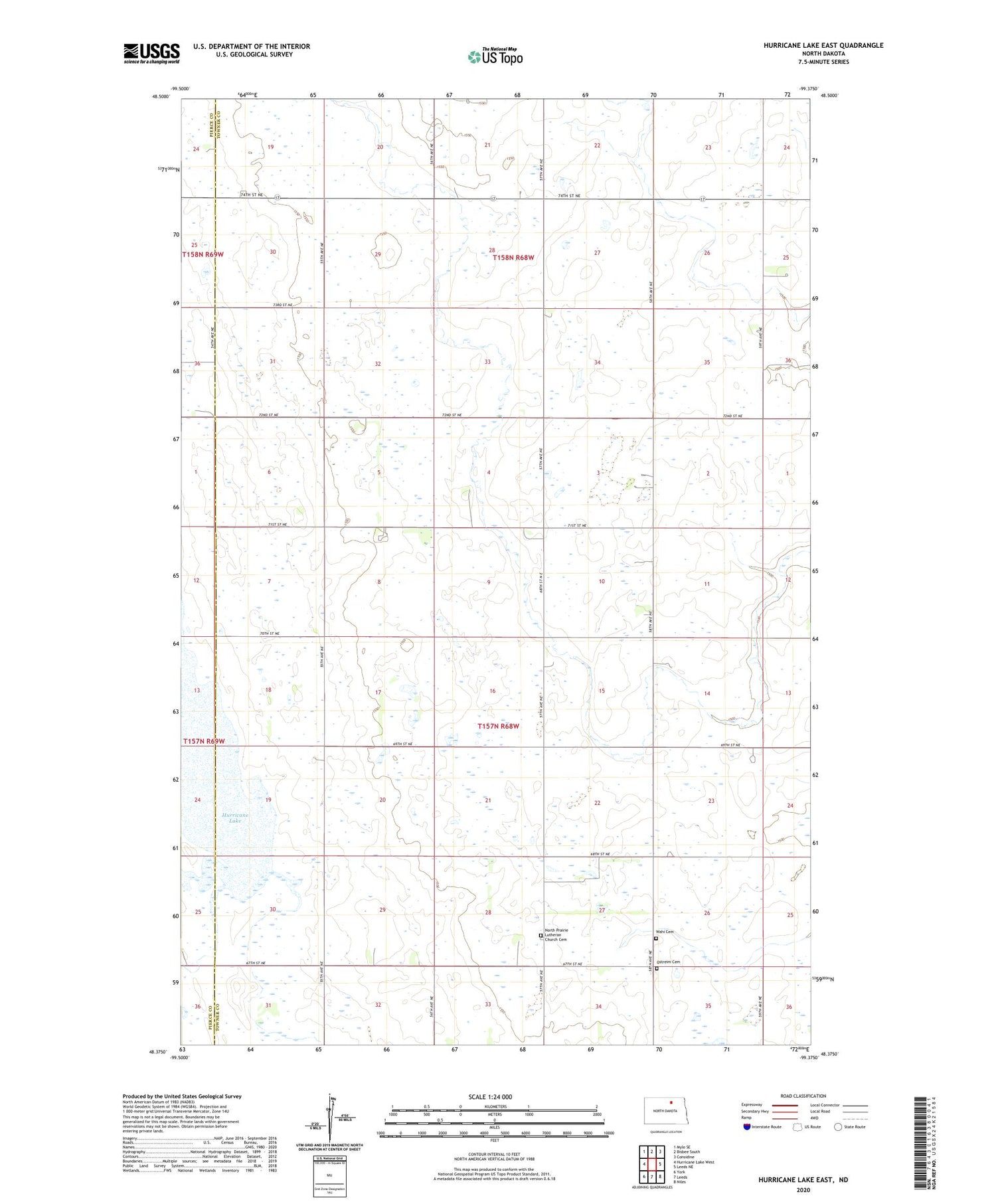 Hurricane Lake East North Dakota US Topo Map Image