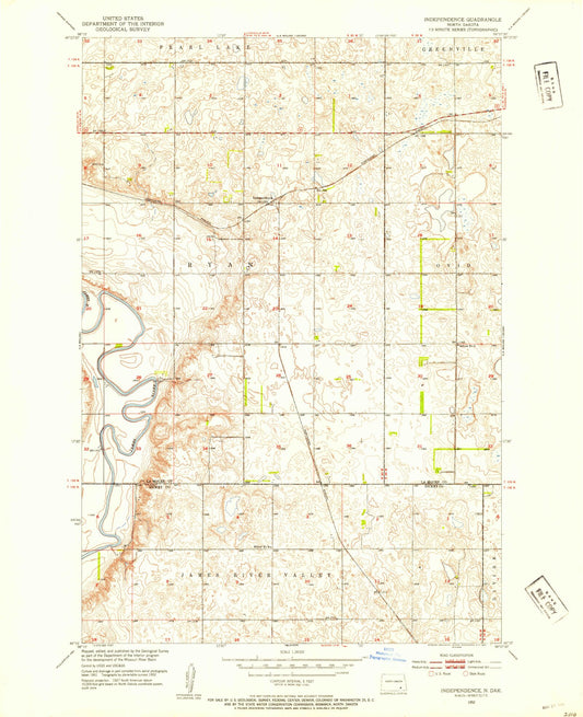Classic USGS Independence North Dakota 7.5'x7.5' Topo Map Image