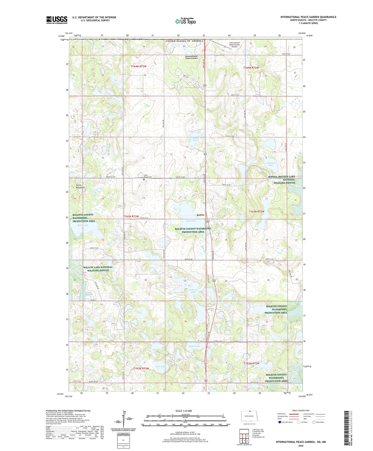International Peace Garden North Dakota US Topo Map Image