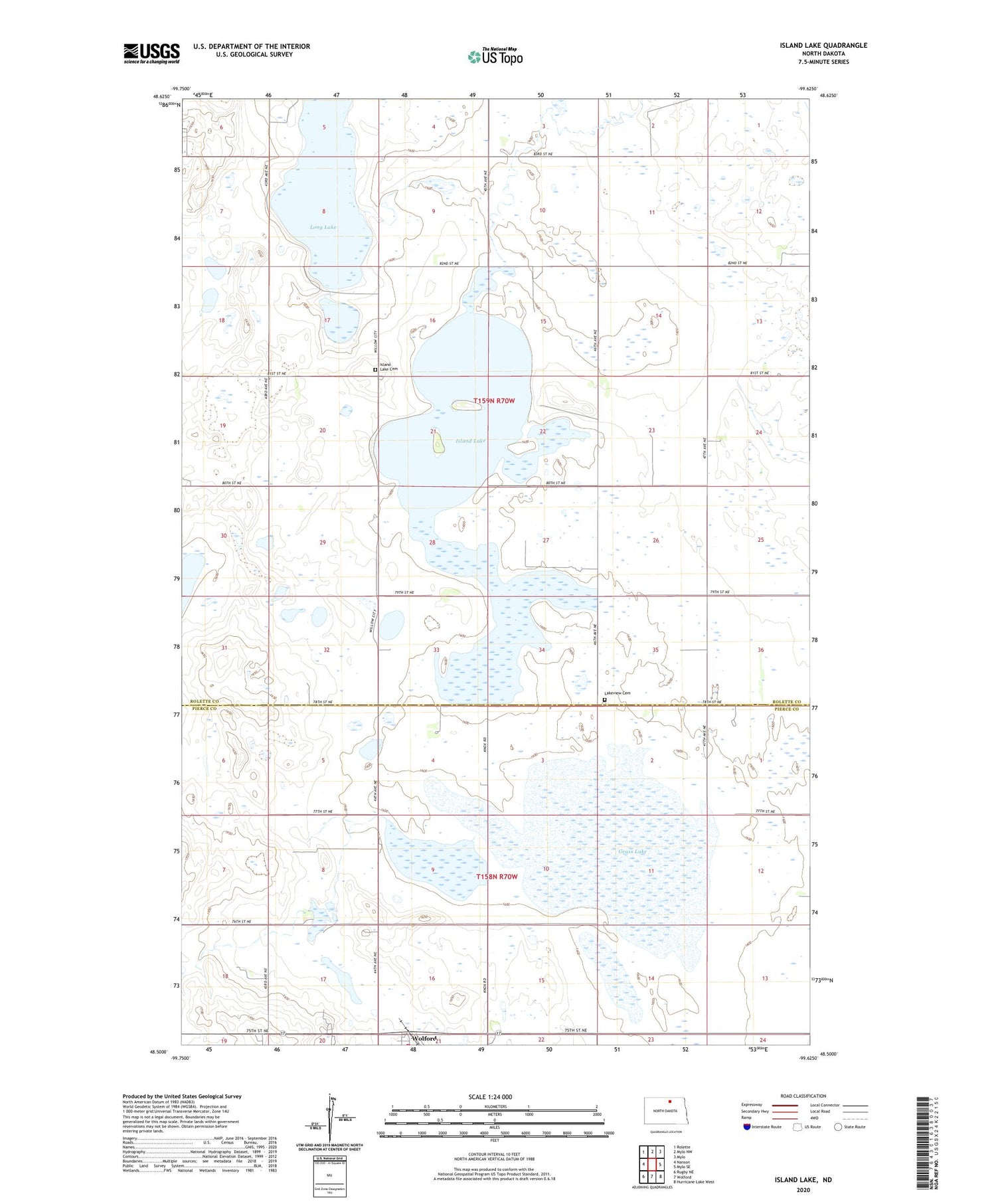 Island Lake North Dakota US Topo Map Image