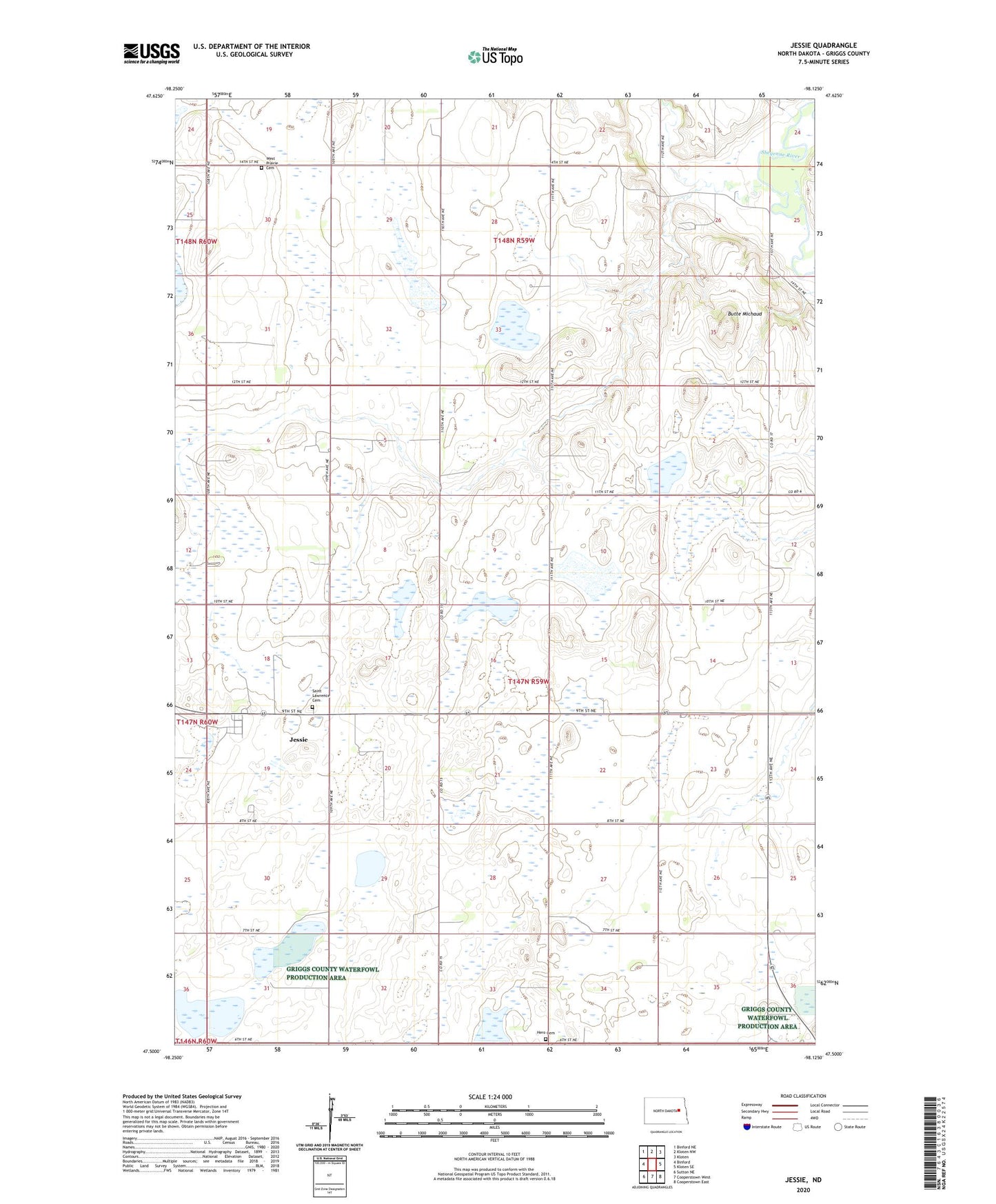 Jessie North Dakota US Topo Map Image