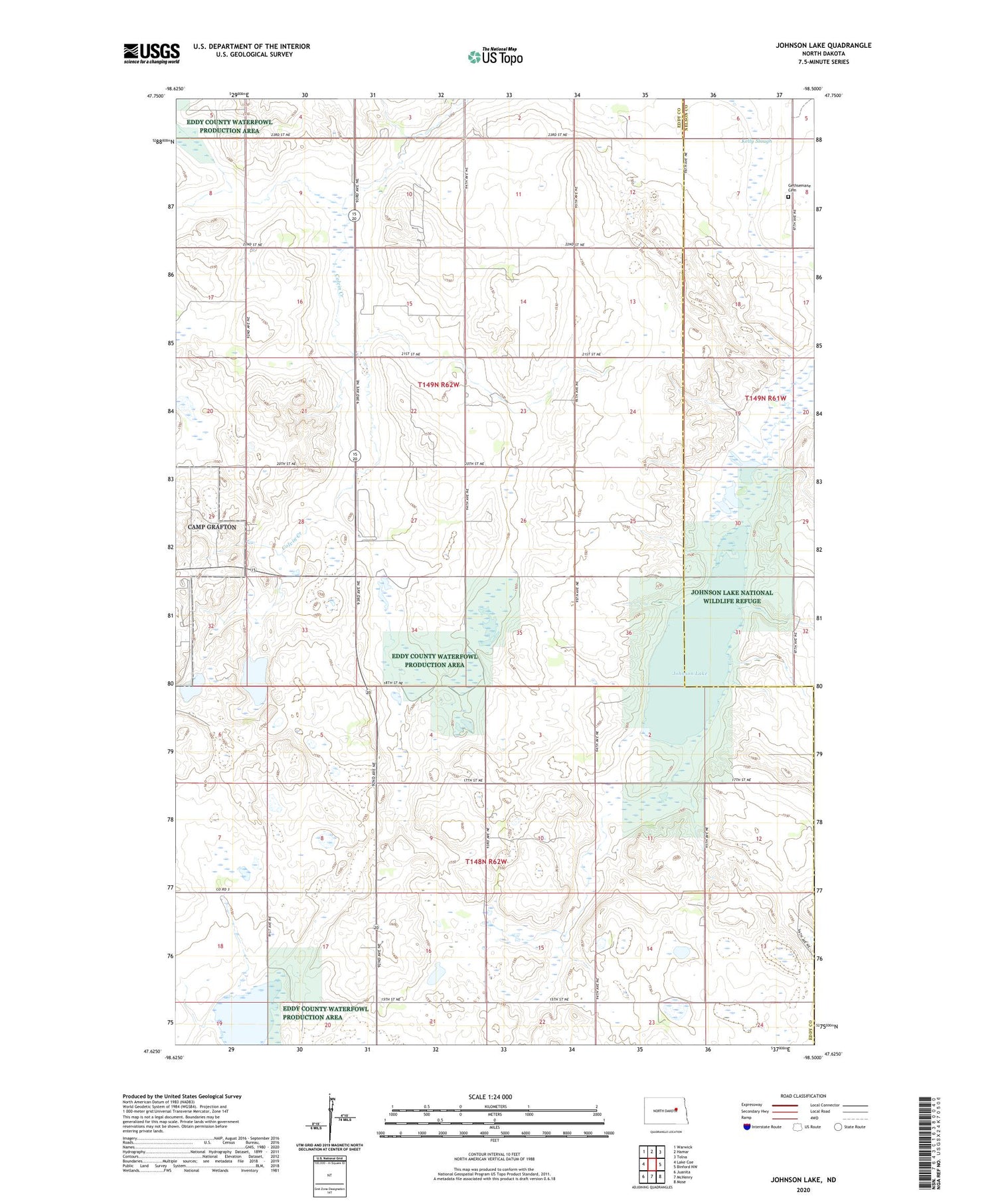 Johnson Lake North Dakota US Topo Map Image