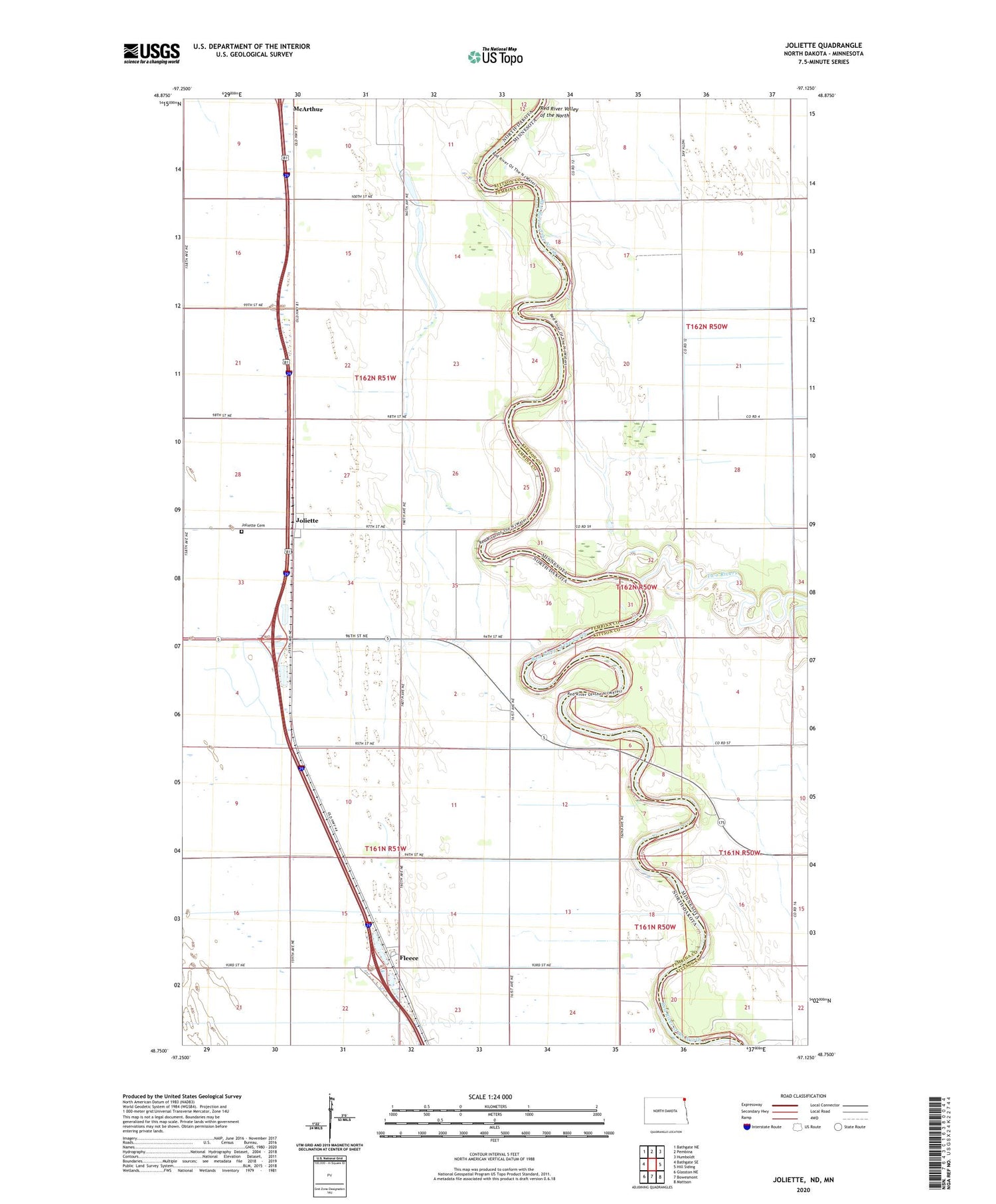 Joliette North Dakota US Topo Map Image