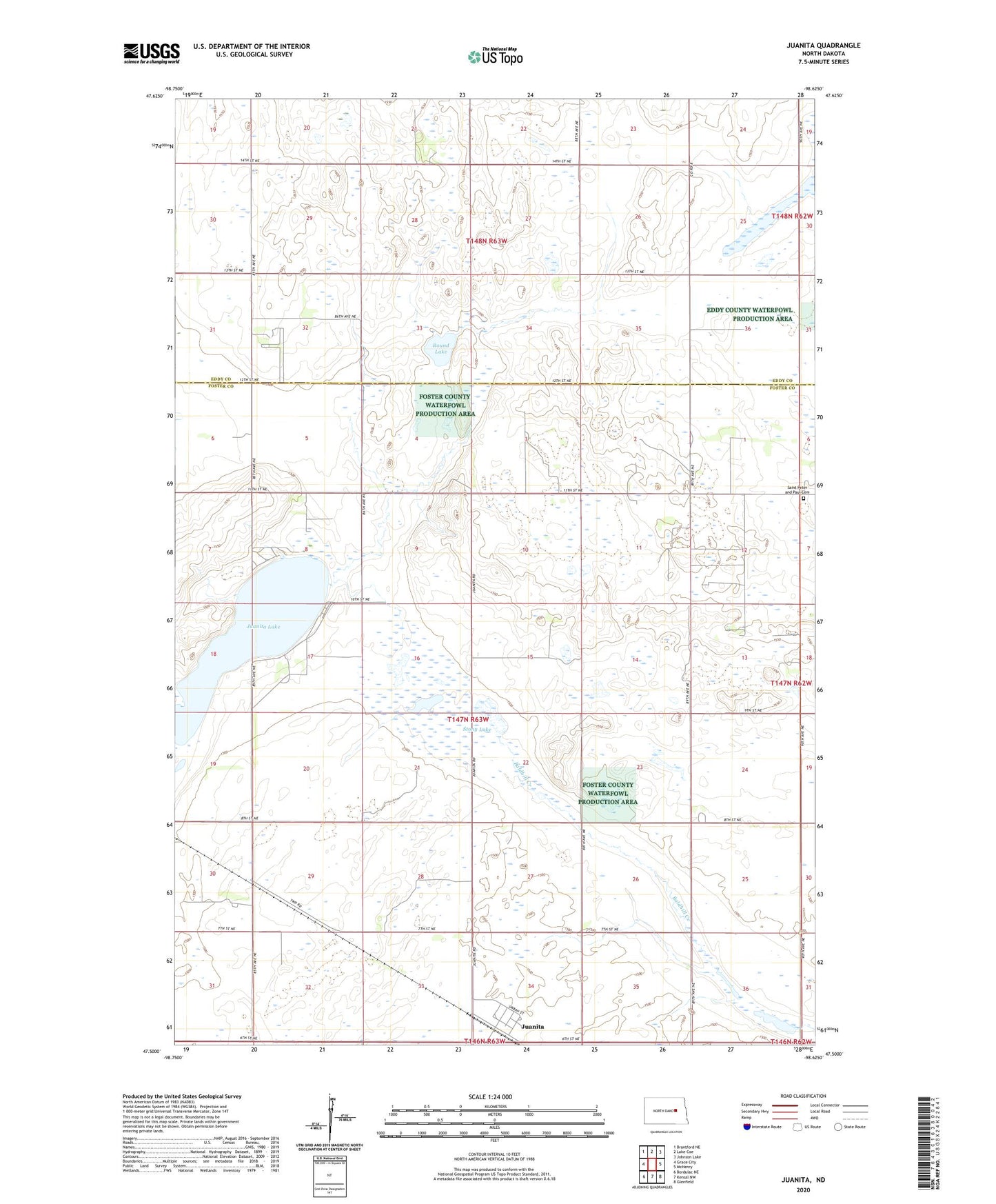 Juanita North Dakota US Topo Map Image