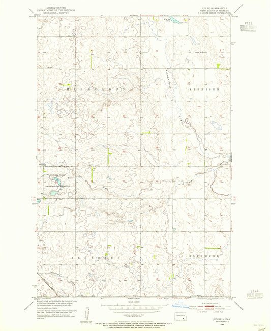 Classic USGS Jud SE North Dakota 7.5'x7.5' Topo Map Image