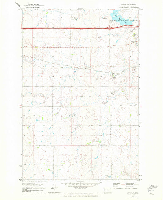 Classic USGS Judson North Dakota 7.5'x7.5' Topo Map Image