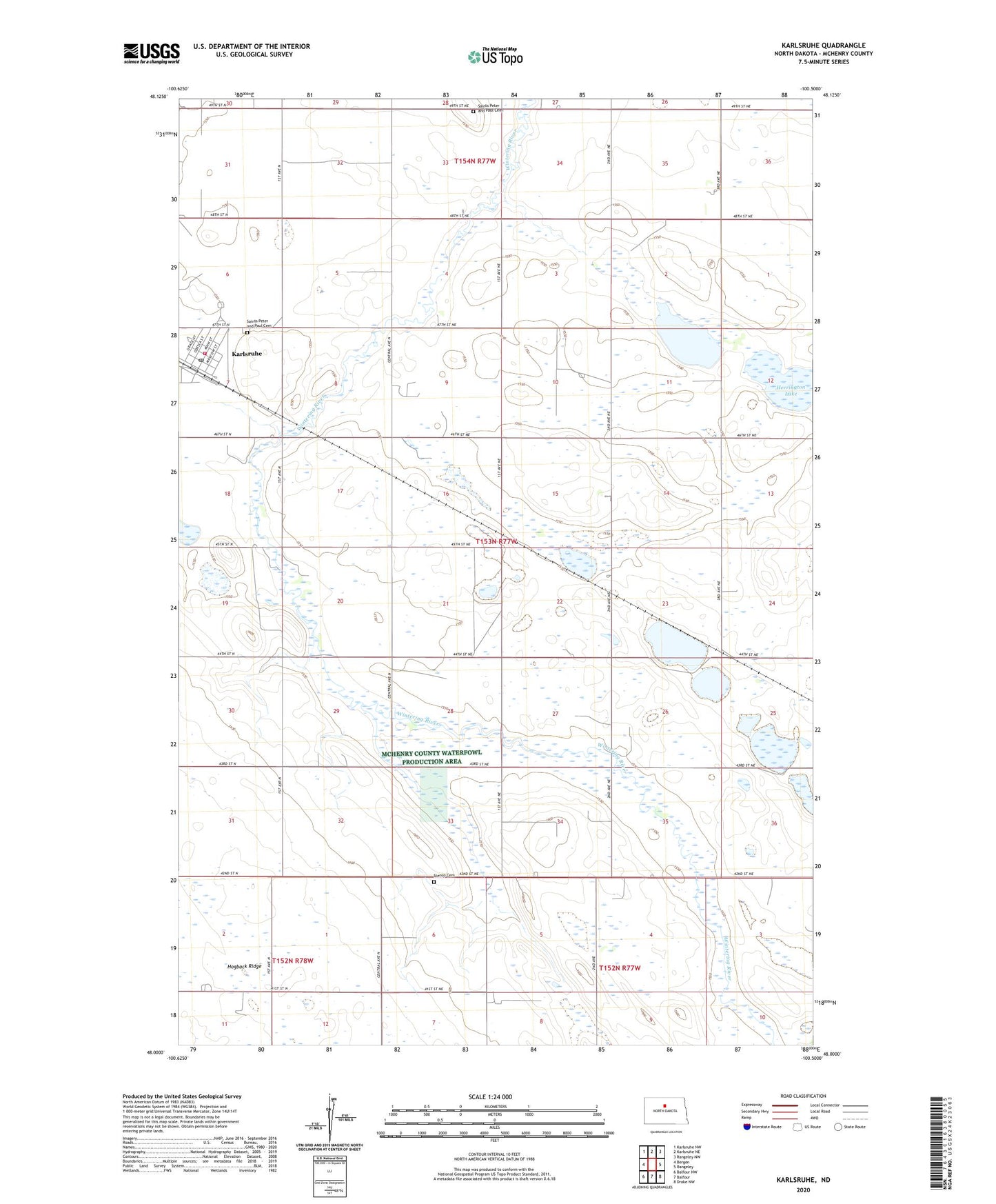 Karlsruhe North Dakota US Topo Map Image