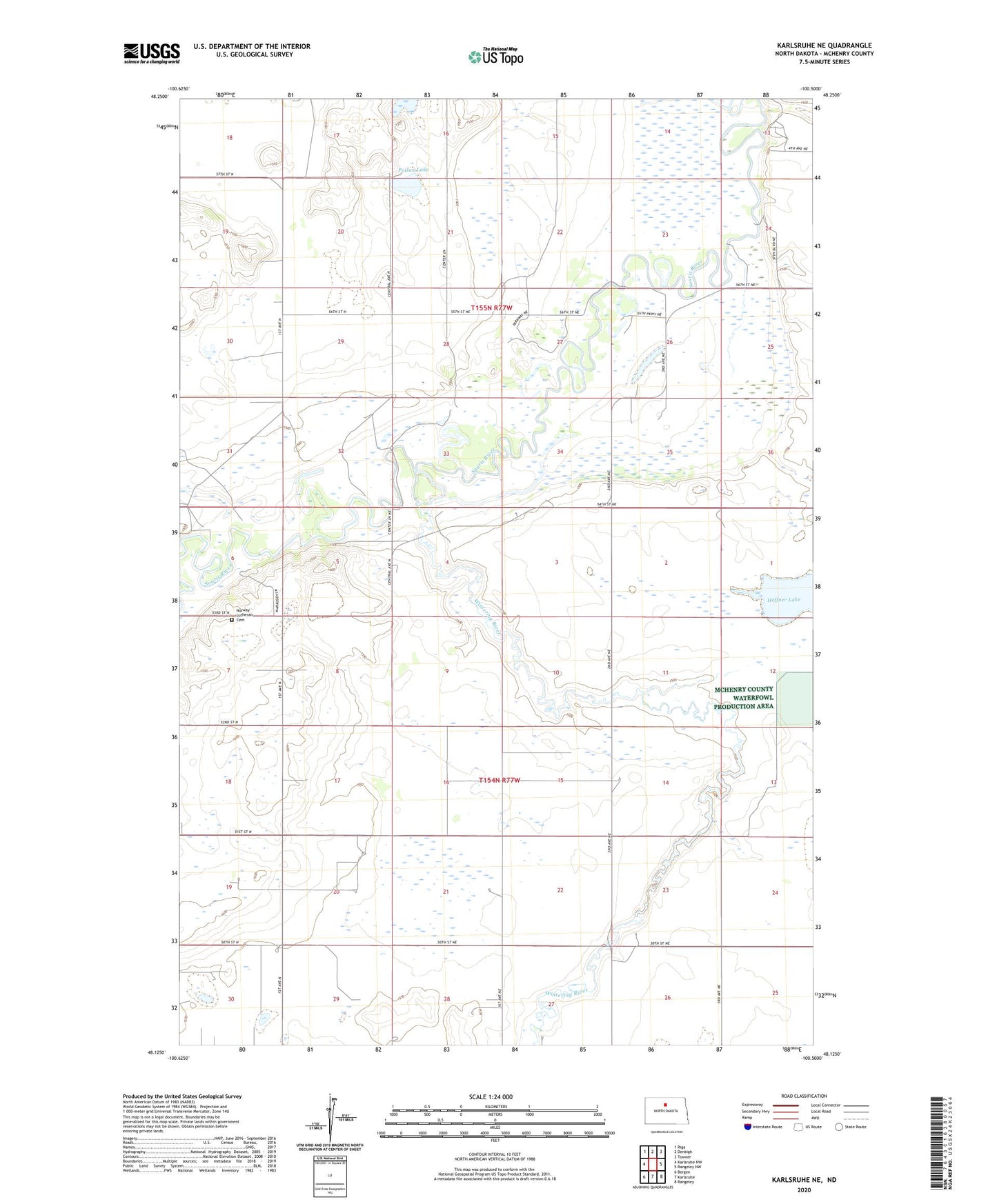 Karlsruhe NE North Dakota US Topo Map Image