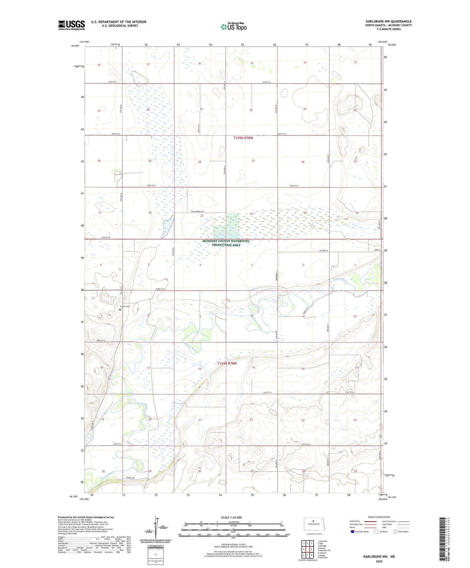 Karlsruhe NW North Dakota US Topo Map Image