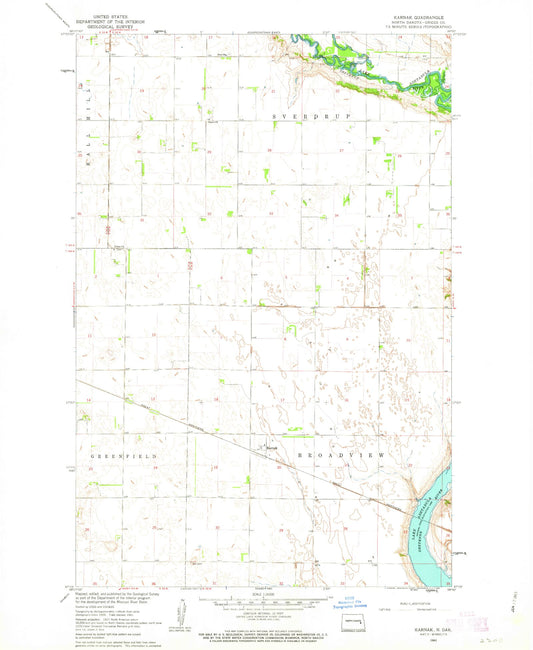 Classic USGS Karnak North Dakota 7.5'x7.5' Topo Map Image