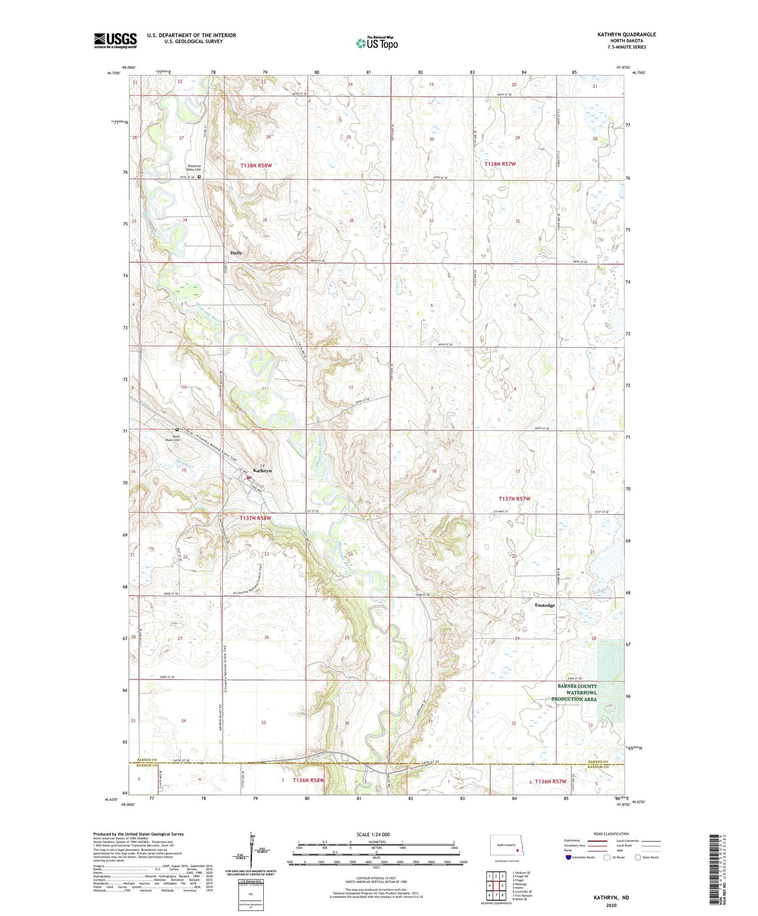 Kathryn North Dakota US Topo Map Image