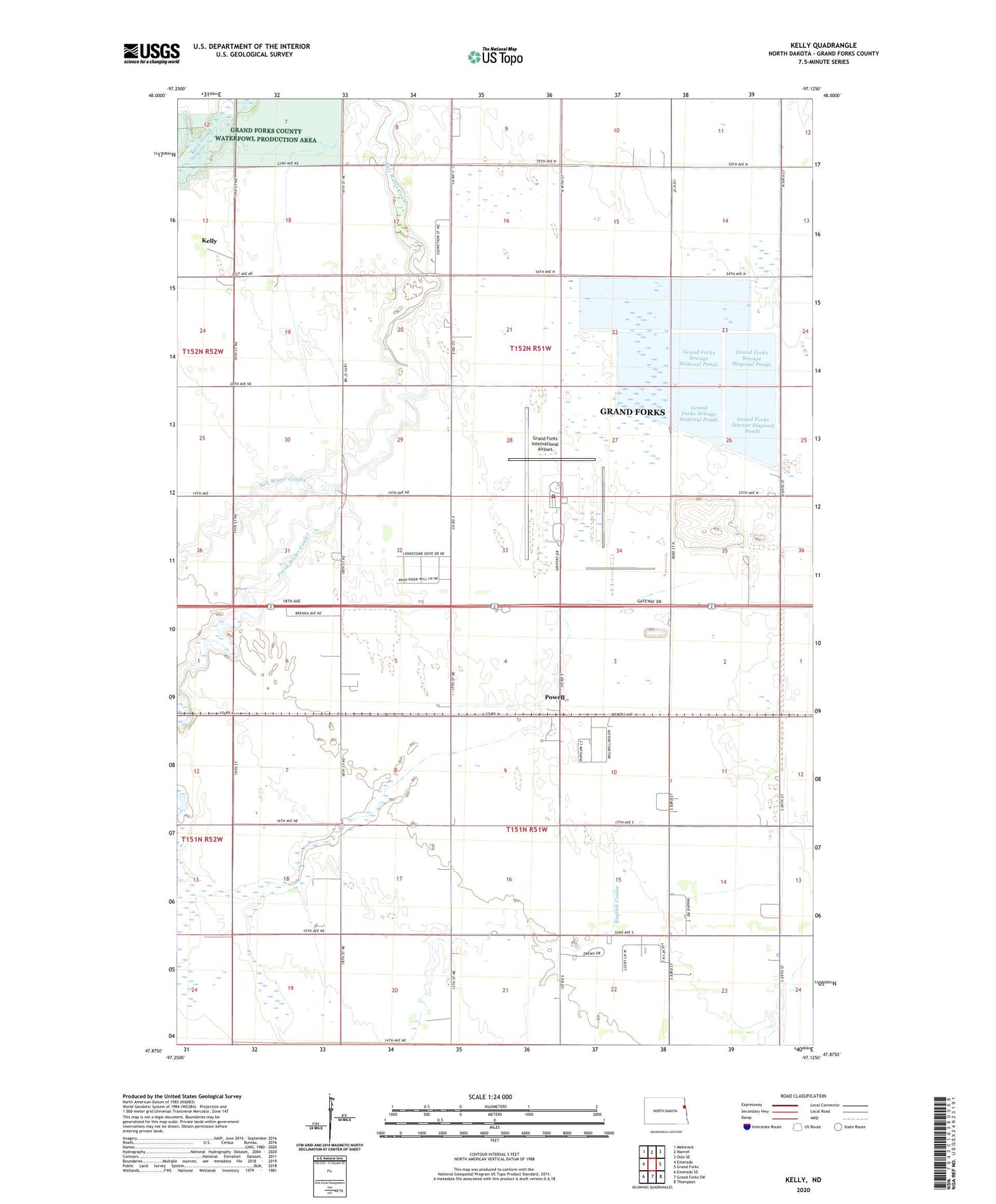 Kelly North Dakota US Topo Map Image
