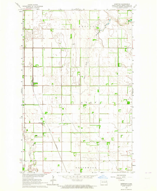 Classic USGS Kempton North Dakota 7.5'x7.5' Topo Map Image