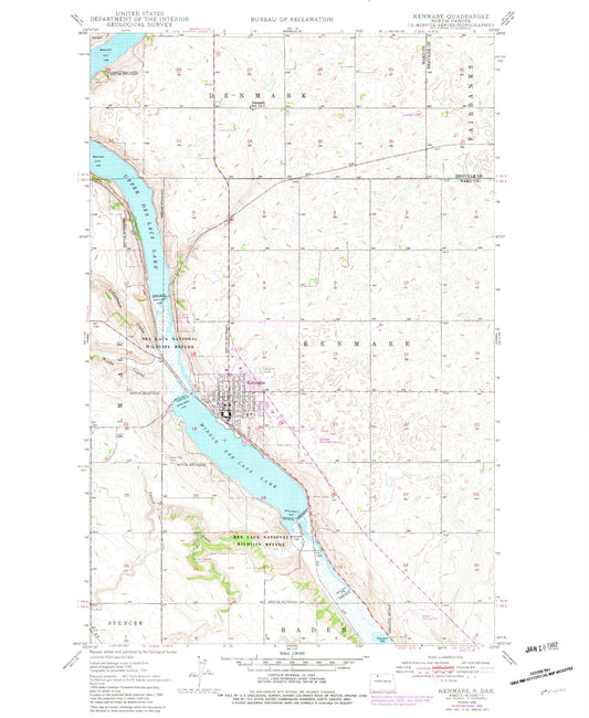Classic USGS Kenmare North Dakota 7.5'x7.5' Topo Map Image