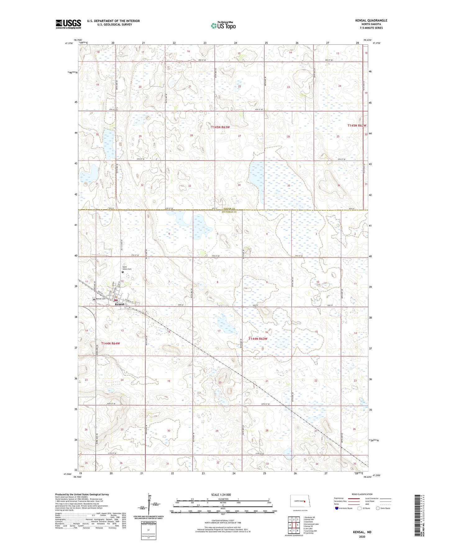 Kensal North Dakota US Topo Map Image