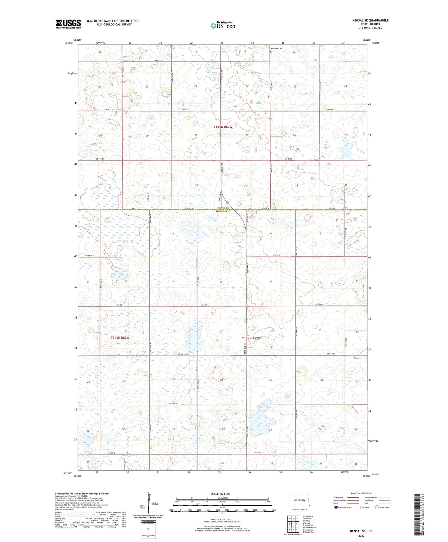Kensal SE North Dakota US Topo Map Image